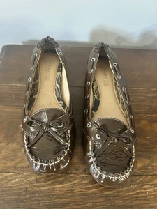 Sperry Topsider Patent Leather Brown Boat Shoes Loafers Women’s Size 7 Slip On - Picture 1 of 6
