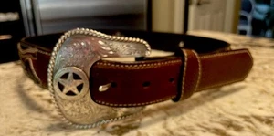 Cintura western nuova CAVENDER’S in pelle nera e marrone taglia 34 - Foto 1 di 5