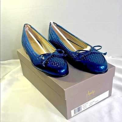 NUEVO Amalfi Mujer Azul Oscuro Océano Pisos Perforados Mujer 8.5 Hecho en Italia Foto 1 de 4