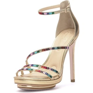 Jessica Simpson Women Embla Ankle Strap Platform Sandals Size US 10M Gold - Picture 1 of 9