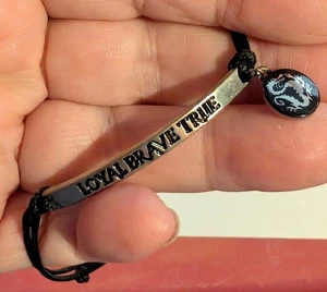 Mulan Loyal Brave True Adjustable Cord Metal Bar Bracelet Dragon Charm Disney - Picture 1 of 3