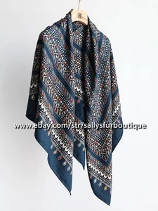 Sallys 70% Cashmere & 30% Silk Wrap Scarf Jewelry Print Double Face Shawl 53" - Picture 1 of 11