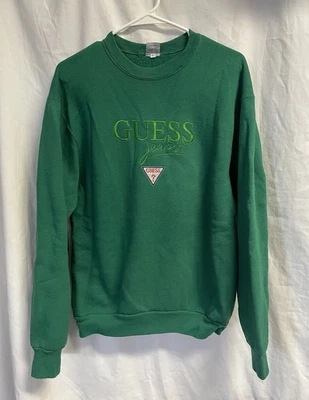 Vtg 90’s GUESS JEANS Men’s SPELL OUT BIG LOGO Crewneck SWEATSHIRT sz LARGE - Image 1 of 4