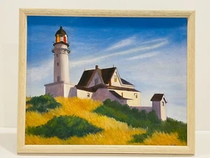 EDWARD HOPPER Hand Painted Reproduction The Lighthouse at Two Lights - 18 x 22" - Picture 1 of 12
