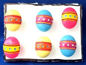 EASTER EGG with DOTS - Set of 6 Handmade Memo Board Magnets 
