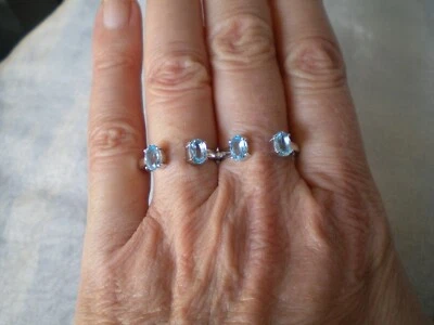 Swiss Blue Topaz ring, size P/Q, 2.14 carats, 3.61 grams of 925 Sterling Silver - Image 1 of 4