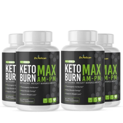Keto Burn MAX AM-PM - Apoyo para el metabolismo, suplemento para el control de peso - 4 botellas Foto 1 de 4