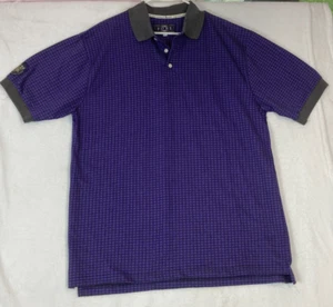 Fore Mens Golf Polo Shirt Size Large Short Sleeve Purple Check Cotton USA Made - Picture 1 of 13