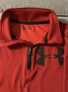 UNDER ARMOUR YOUTH LARGE RED BLACK ZIP PULLOVER GUC - Picture 1 of 7
