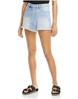 Pantalones cortos falda corta de mezclilla azul tiro medio con dobladillo expuesto envolvente sintética Aqua para mujer talla 24 Foto 1 de 4