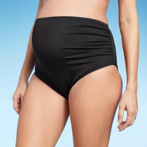 Isabel Maternity by Ingrid Medium High Waist Bikini Swim Bottoms in Black 1669 - Picture 1 of 8
