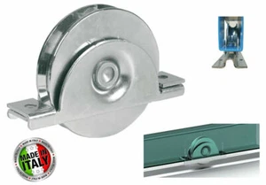 RUOTA CON SUPPORTO INTERNO PER CANCELLO SCORREVOLE 100 mm gola da 20 TONDA a U - Foto 1 di 1