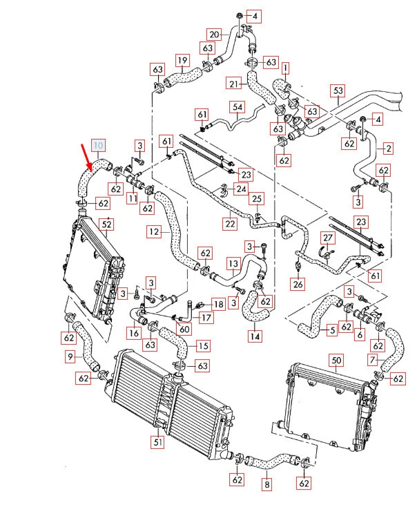 OEM AUDI R8 42 RADIADOR TUBO SUPERIOR MANGUERA 420121069A ORIGINAL 2015 Foto 1 de 1
