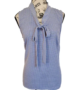 TALBOTS blue polka dot business polyester blouse- size S - Picture 1 of 6