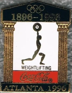 Nice 1996 Atlanta Coca-Cola Olympic WEIGHTLIFTING Sponsor Sports Pin - Picture 1 of 1