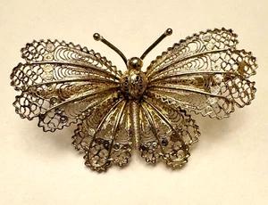 Filigree Butterfly Pin Brooch .800 Silver Made in Genova Italy Italian - Picture 1 of 5