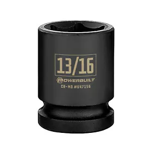 Powerbuilt 1/2 Inch Drive x 13/16 Inch 6 Point Impact Socket - 647156 - Picture 1 of 5