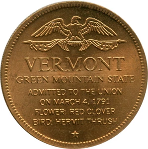 1791 Montpelier, Vermont 14. Green Mountain State Rotklee Blume Medaille - Bild 1 von 2