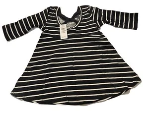 babyGap Cross-Back Dress Girl 6-12 Months Striped Black/White - Picture 1 of 7