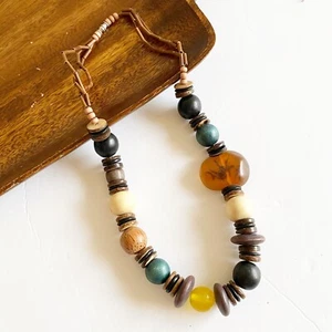 Vintage Afrikanische Souvenir Halskette Ethno Stamm Hippie Holz Perlen - Bild 1 von 4