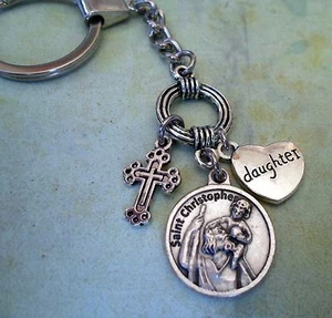 Schlüsselanhänger Tochter, Christophorus, Reiseschutz, Schutzpatronin der Reisenden - Bild 1 von 3