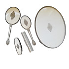 Vintage The Regent Mirror Hair Brush tray Set Cream & Metal Decoration