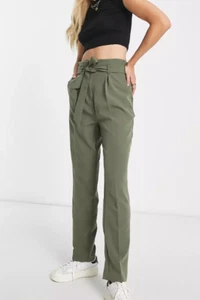 New Look Tall paperbag belted pants in khaki - RRP $56 - WORN ONCE - Picture 1 of 4