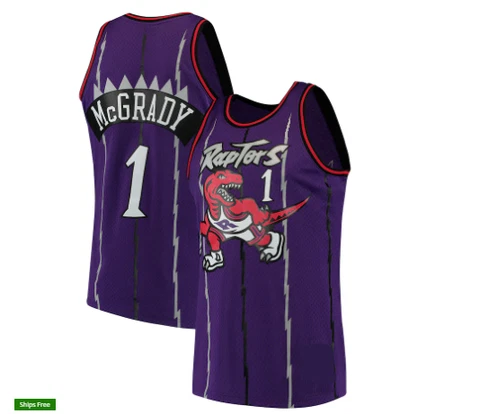 New Adult Men's #1 Tracy McGrady Toronto Raptors Throwback Purple Jersey Cover