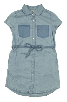 CALVIN KLEIN JEANS NEW KIDS GIRLS SHORT SLEEVE FRONT CLOSURE DENIM DRESS S (7) - Image 1 of 3
