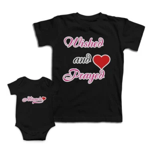 Mom and Baby Matching Outfits Wished and Prayed Heart Miracle Love Match Clothes - Picture 1 of 9