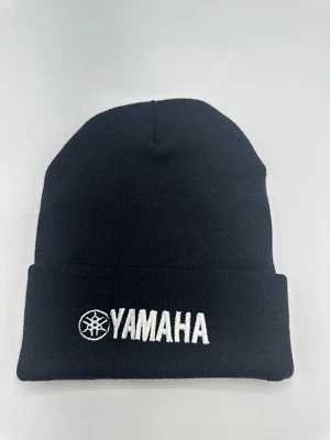 Yamaha Logo Cuffed Black Knit Beanie Hat Cap Winter One Size - Image 1 of 4