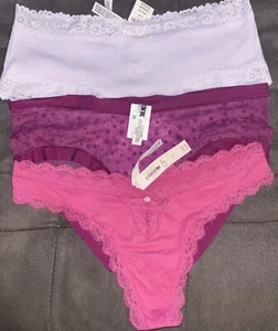 Victoria’s Secret💕Mixed Lot Of 3-Pair Panty/Thong Sz Large Pink & Dream Angels - Picture 1 of 19