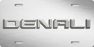DENALI Inspired Art Aluminio Plata 3D Aspecto Plata Plata Coche Vanidad Placa Etiqueta - Imagen 1 de 5