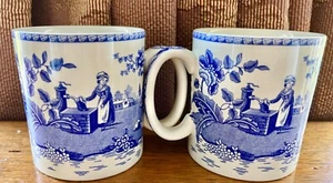 2x Spode Blue Room Collection Georgian Series GIRL AT WELL Mug 3.5" VGC - Picture 1 of 9
