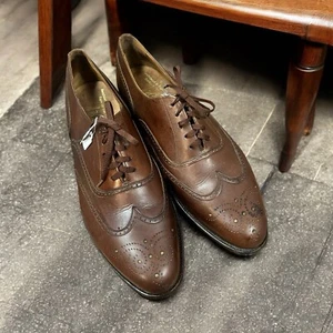 Lord & Taylor, scarpe uomo Oxford, pelle, marrone, taglia 9,5, stringate, punta alare.! - Foto 1 di 11