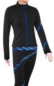 Figure Skating Polartec Fleece Spiral Jacket - Lighting Foil Blue - Picture 1 of 5