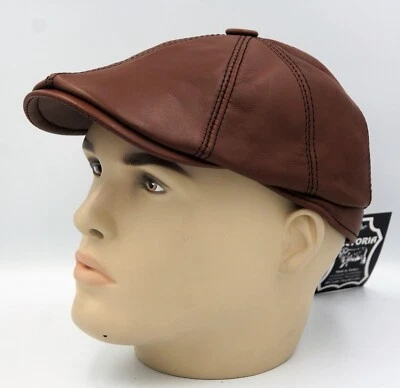 2 colors REAL LAMB LEATHER Gatsby Newsboy Ivy Golf Driving Flat Cabbie Hat S-2XL - Image 1 of 4