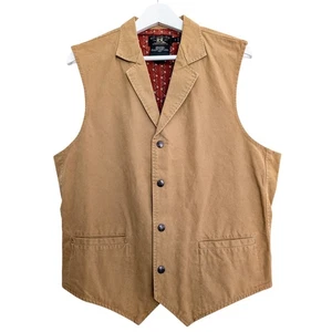 RRL Ralph Lauren Men’s Tan Cotton Vest Size M Workwear Utility Western Heritage - Picture 1 of 8