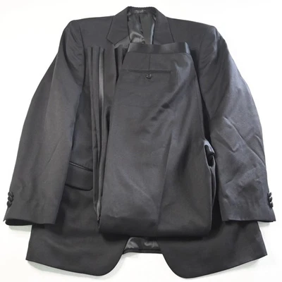 Jones New York 40R 32x36 Negro 100% Lana Hombre Chaqueta Pantalones Esmoquin Foto 1 de 4