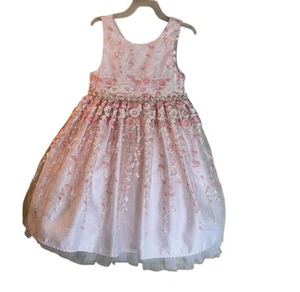 Vestido formal sin mangas rosa y plateado de princesa americana para niñas - Imagen 1 de 4