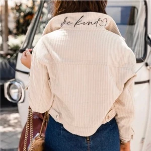 Living my best style x pink Lilly corduroy cream crop slouchy jacket size XL - Picture 1 of 10