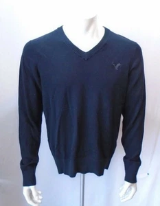 America Eagle Outfitters Black L/S Vintage Fit Men's V Neck Cotton Sweater Sz L - Picture 1 of 5
