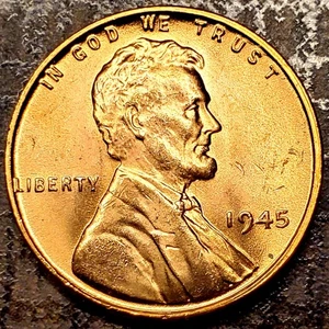 1945 Lincoln Wheat Cent-DDO-003! RED GEM BU From an OBW Roll! Low Survival! WW2! - Picture 1 of 10