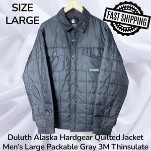 Duluth Alaskan Hardgear Quilted Jacket Mens Large Packable Gray 3M Thinsulate - Picture 1 of 7