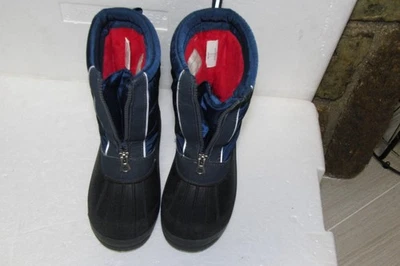 Botas de nieve Lands End Youth aisladas azul marino y negro con cremallera 432722 TALLA 3M Foto 1 de 4
