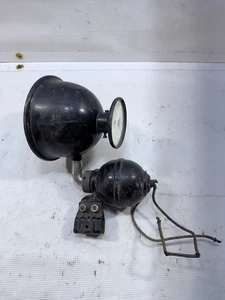Vintage Truck Spotlight w/ Mirror Mount Glass Lens Lamp Rat Rod Accessory - Picture 1 of 10