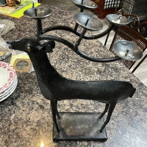 Rustikaler METALL HIRSCH KERZENSTÄNDER - Bild 1 von 3