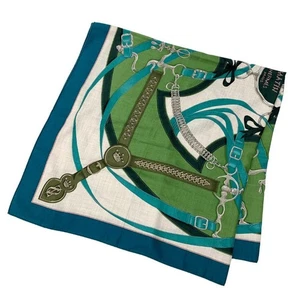 HERMES Cashmere Silk Shawl Scarf 140cm LA PROMENADE DU MATIN Blue Green R0882 - Picture 1 of 9