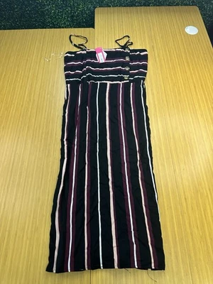 Vestido midi Xhilaration para mujer talla grande a rayas multicolor negro cuello cuadrado nuevo con etiquetas Foto 1 de 4