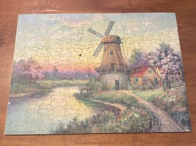 罕见 20 世纪 30 年代木制拼图令人敬畏的 SPINGS WISPFUL BREEZES William M. Thompson 艺术 — 第 1/4 张图片